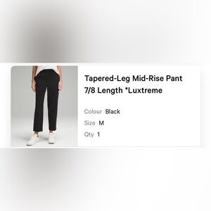 Lululemon Tapered-Leg Mid-Rise Pant 7/8 Length (Luxstreme)